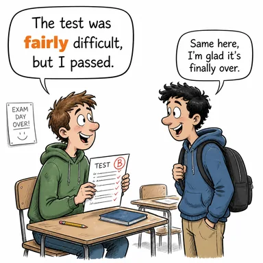 fairly (oldukça (epeyce), adil bir şekilde) karikatürü — diyalogla bağlam içinde öğren