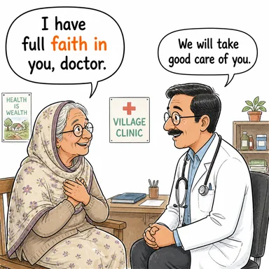 faith in (...'e inanç, güven) karikatürü — diyalogla bağlam içinde öğren