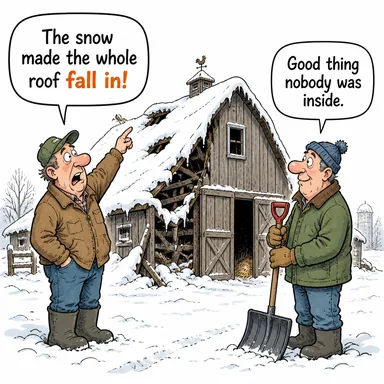 fall in (çökmek (çatı vb.), içeri düşmek) karikatürü — diyalogla bağlam içinde öğren