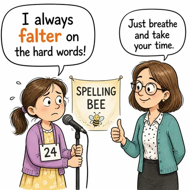 falter (bocalamak, tereddüt etmek, sendelemek) karikatürü — diyalogla bağlam içinde öğren