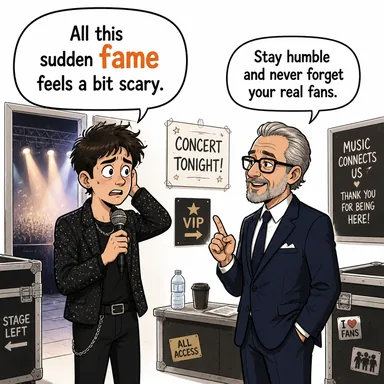fame (ün, şöhret) karikatürü — diyalogla bağlam içinde öğren