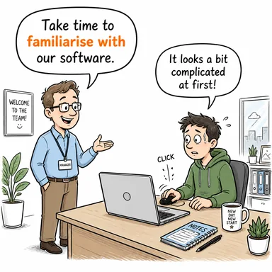 familiarise with (... ile aşina olmak, alıştırmak, (bilgi) edinmek) karikatürü — diyalogla bağlam içinde öğren