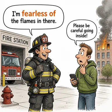 fearless of (...-den korkmayan, cesur, gözü pek) karikatürü — diyalogla bağlam içinde öğren
