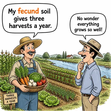 fecund (verimli, doğurgan, üretken) karikatürü — diyalogla bağlam içinde öğren
