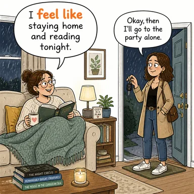 feel like (canı istemek, ... gibi hissetmek) karikatürü — diyalogla bağlam içinde öğren