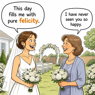 felicity (mutluluk, saadet; (ifade) uygunluk) karikatürü — diyalogla bağlam içinde öğren