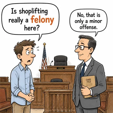 felony (ağır suç, cürüm) karikatürü — diyalogla bağlam içinde öğren
