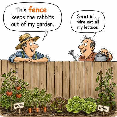 fence (çit, parmaklık) karikatürü — diyalogla bağlam içinde öğren
