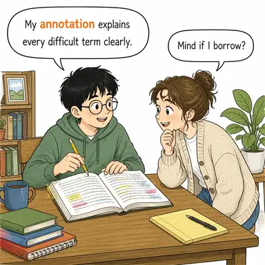 annotation (dipnot, ek açıklama, not düşme) karikatürü — diyalogla bağlam içinde öğren