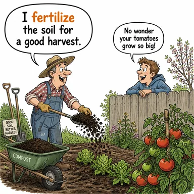 fertilize (gübrelemek, döllemek) karikatürü — diyalogla bağlam içinde öğren