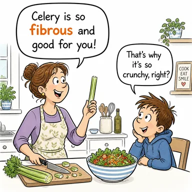 fibrous (lifli, tel tel) karikatürü — diyalogla bağlam içinde öğren