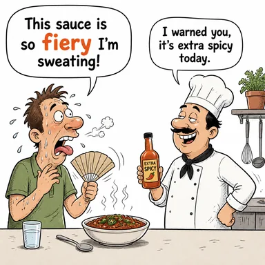 fiery (ateşli, kızgın, çabuk parlayan) karikatürü — diyalogla bağlam içinde öğren