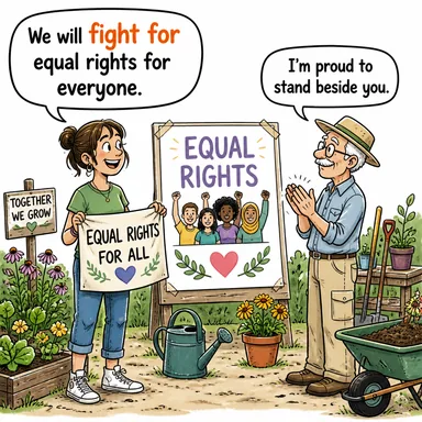 fight for (...için savaşmak, mücadele etmek) karikatürü — diyalogla bağlam içinde öğren