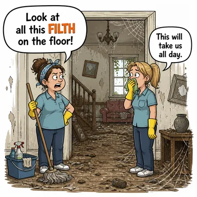 filth (pislik, kir) karikatürü — diyalogla bağlam içinde öğren