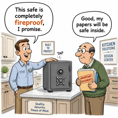 fireproof (yangına dayanıklı, yanmaz) karikatürü — diyalogla bağlam içinde öğren