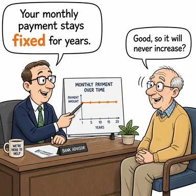 fixed (sabit, değişmez) karikatürü — diyalogla bağlam içinde öğren