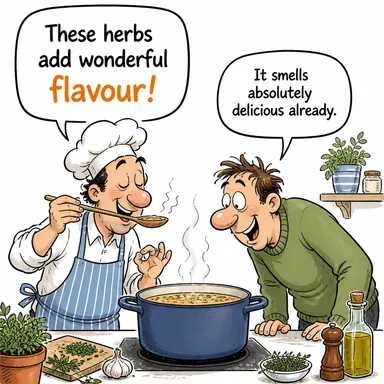 flavour (aroma, lezzet, tat) karikatürü — diyalogla bağlam içinde öğren
