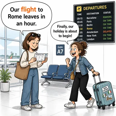 flight (uçuş; kaçış) karikatürü — diyalogla bağlam içinde öğren
