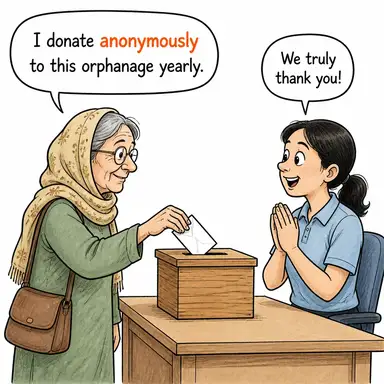anonymously (isimsiz olarak, kimliğini gizleyerek, anonim bir şekilde) karikatürü — diyalogla bağlam içinde öğren