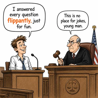 flippantly (ciddiyetsizce, laubali bir şekilde) karikatürü — diyalogla bağlam içinde öğren