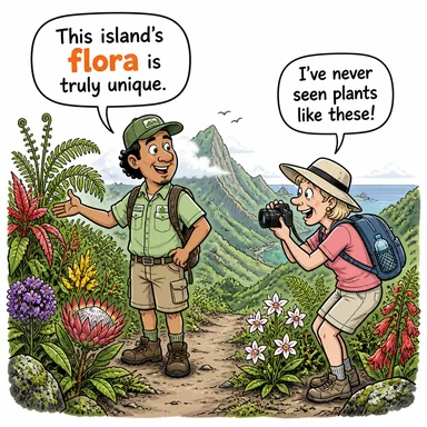 flora (bitki örtüsü) karikatürü — diyalogla bağlam içinde öğren