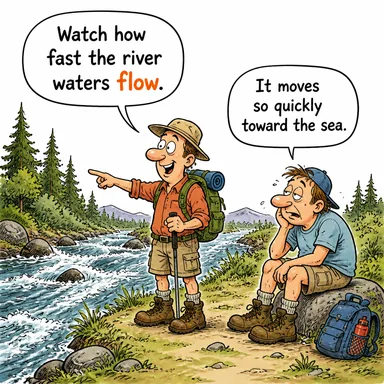 flow (akmak; akış) karikatürü — diyalogla bağlam içinde öğren