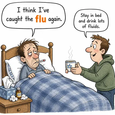 flu (grip) karikatürü — diyalogla bağlam içinde öğren
