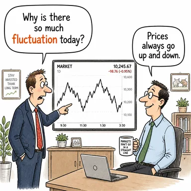 fluctuation (dalgalanma (ekonomik/sayısal)) karikatürü — diyalogla bağlam içinde öğren