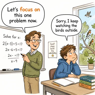 focus on (odaklanmak, yoğunlaşmak) karikatürü — diyalogla bağlam içinde öğren