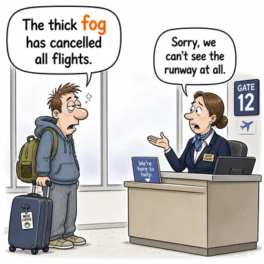 fog (sis, bulanıklık) karikatürü — diyalogla bağlam içinde öğren