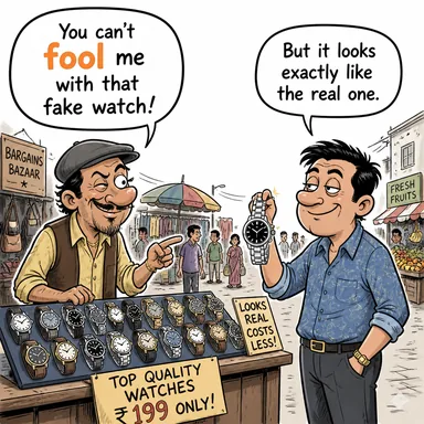 fool (kandırmak, aptal yerine koymak; aptal) karikatürü — diyalogla bağlam içinde öğren
