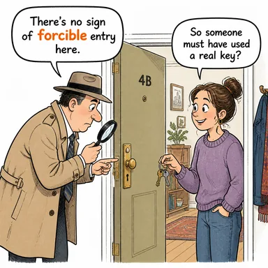 forcible (zorla yapılan, cebri) karikatürü — diyalogla bağlam içinde öğren