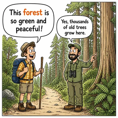 forest (orman) karikatürü — diyalogla bağlam içinde öğren