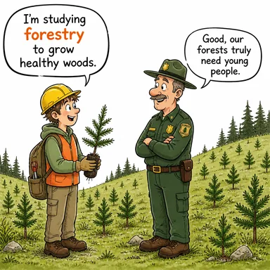 forestry (ormancılık) karikatürü — diyalogla bağlam içinde öğren