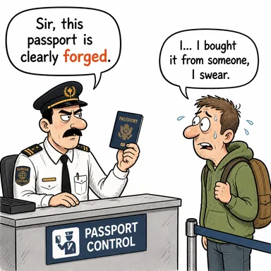 forged (sahte, taklit) karikatürü — diyalogla bağlam içinde öğren