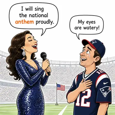 anthem (marş, ulusal marş) karikatürü — diyalogla bağlam içinde öğren