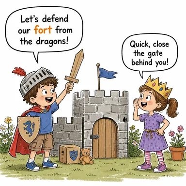 fort (kale, hisar) karikatürü — diyalogla bağlam içinde öğren