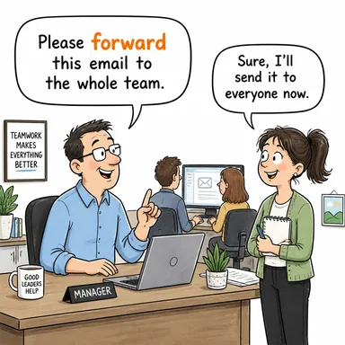 forward (iletmek, sevk etmek; ileri) karikatürü — diyalogla bağlam içinde öğren