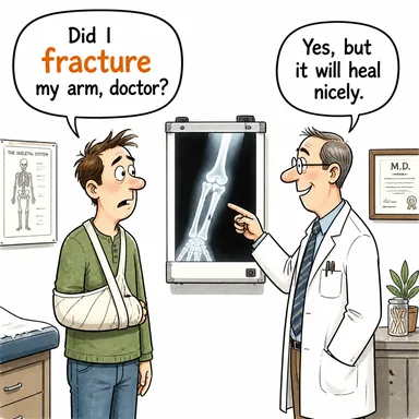 fracture (kırmak, çatlatmak, bölünmek) karikatürü — diyalogla bağlam içinde öğren