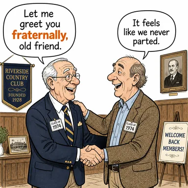fraternally (kardeşçe) karikatürü — diyalogla bağlam içinde öğren