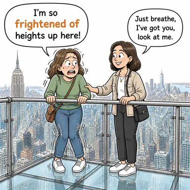 frightened of (...-den korkmuş, ürkmüş) karikatürü — diyalogla bağlam içinde öğren