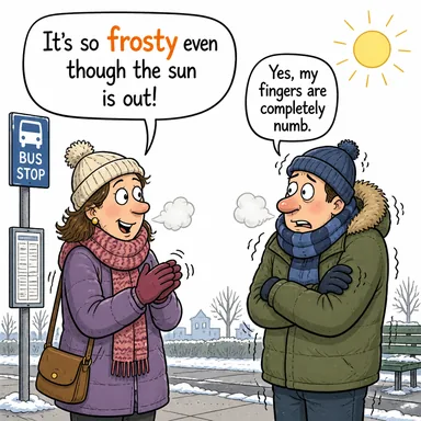 frosty (soğuk, buzlu, mesafeli (tavır)) karikatürü — diyalogla bağlam içinde öğren