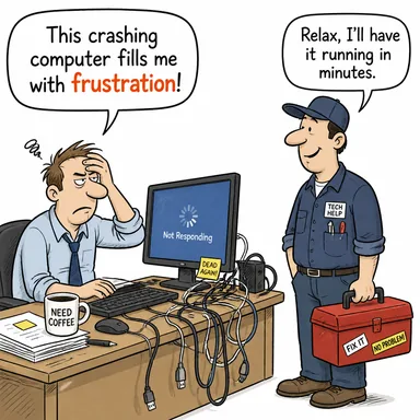 frustration (hayal kırıklığı, hüsran, engellenme hissi) karikatürü — diyalogla bağlam içinde öğren