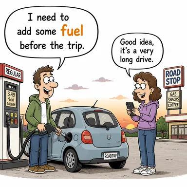 fuel (yakıt, benzin; körüklemek, tetiklemek) karikatürü — diyalogla bağlam içinde öğren