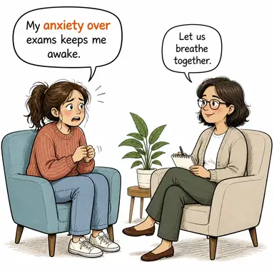 anxiety over (... üzerine duyulan kaygı, ... ile ilgili endişe) karikatürü — diyalogla bağlam içinde öğren