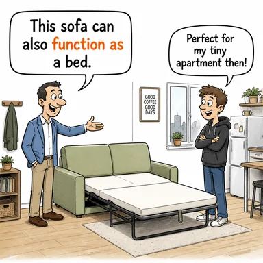 function as (... olarak işlev görmek, ... görevi yapmak) karikatürü — diyalogla bağlam içinde öğren