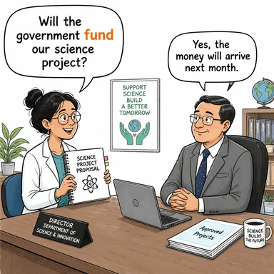 fund (fon, sermaye; finanse etmek) karikatürü — diyalogla bağlam içinde öğren