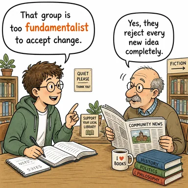 fundamentalist (köktendinci, köktenci) karikatürü — diyalogla bağlam içinde öğren