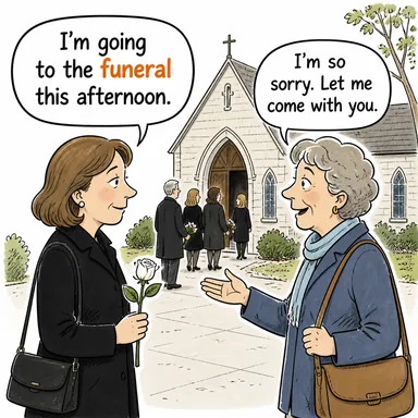 funeral (cenaze töreni) karikatürü — diyalogla bağlam içinde öğren