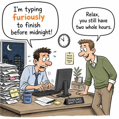 furiously (öfkeyle, hiddetle, şiddetle) karikatürü — diyalogla bağlam içinde öğren